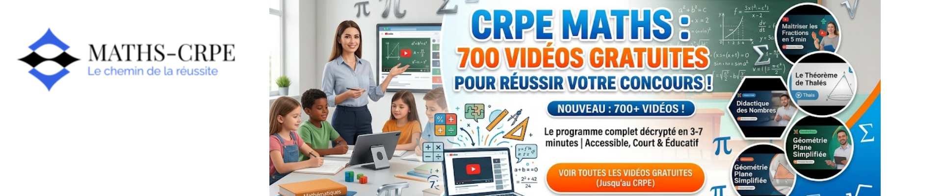 Cours et Exercices de Maths en Vidéos  pour le CRPE
